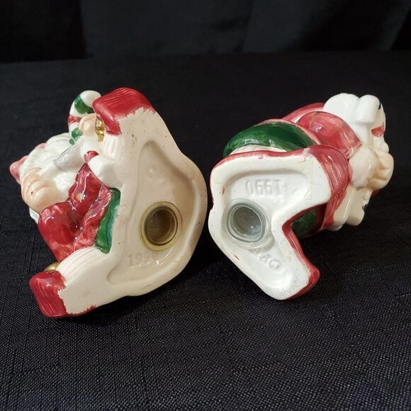 1990 Christmas Elves Salt Pepper Shaker Pair Ceramic Holiday Tableware - Picture 4 of 8